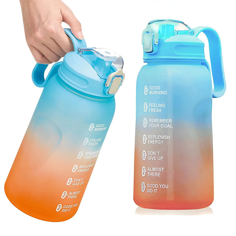 Half Gallon Water Bottle With Storage Sleeve 2L Tritan Drinking Bottle Sports Gym Bottle Water Jug with Handle
