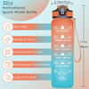 Workout Sport Custom Logo Insulated Straw Strainer Tritan 1L Plastic Motivational Water Bottles with Time Marker