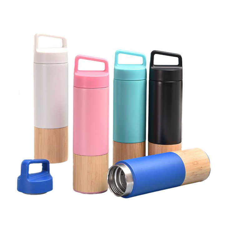 550ml Personalised Double Wall Insulated Thermal Cup Bamboo Vacuum Flask Stainless Steel 304 Water Bottles
