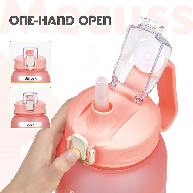 Custom 64oz Frosted Juice Jug Bpa Free Portable Sports Plastic Motivational Half Gallon Water Bottle with Straw/time Market
