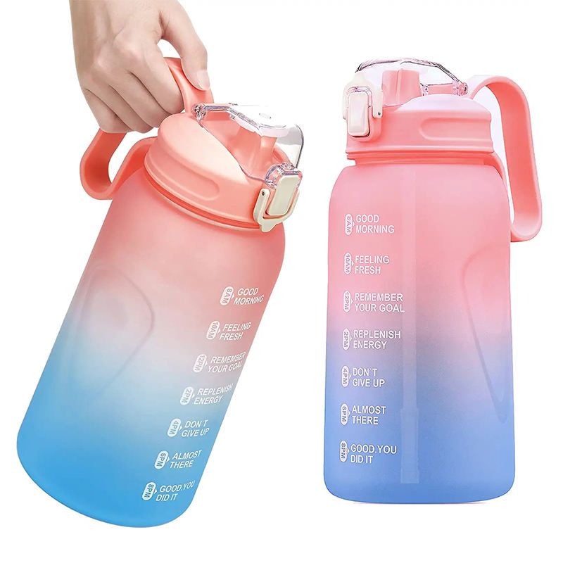 Custom 64oz Frosted Juice Jug Bpa Free Portable Sports Plastic Motivational Half Gallon Water Bottle with Straw/time Market