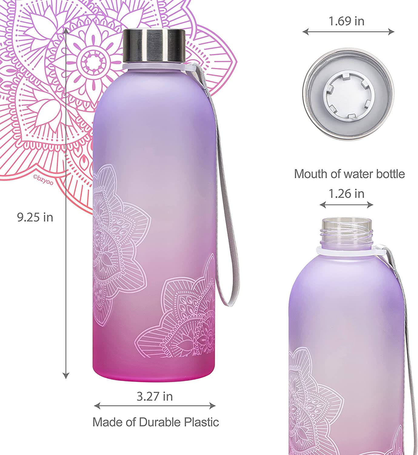 21OZ BPA Free Non Toxic Tritan Plastic Water Bottle Leakproof Unbreakable Sport Water Bottle With Strap