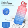 64 0z Motivational Time Marker Water Bottle with Straw Protective Silicone Boot Large Daily Water tank