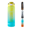 32oz Plastic Sport Gym Motivational Bottle Custom Logo Flip Top Cover Drink Water Bottle With Time Marker Straw Strainer