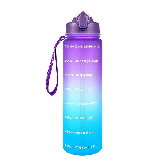 Garrafa De Agua Platico Personalizada 1 Litre Custom Water Bottle With Time Marker With Straw Bottles