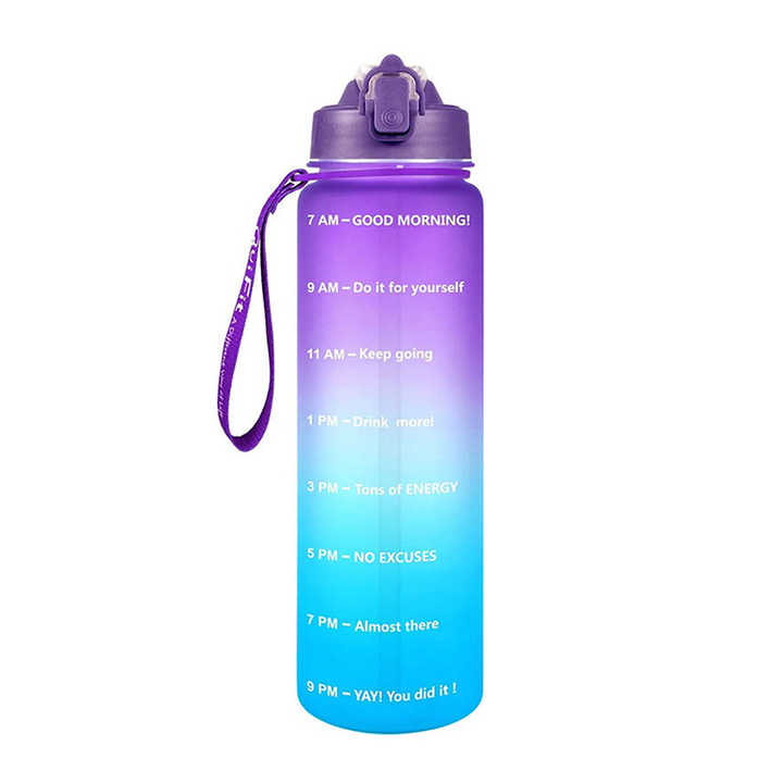Garrafa De Agua Platico Personalizada 1 Litre Custom Water Bottle With Time Marker With Straw Bottles