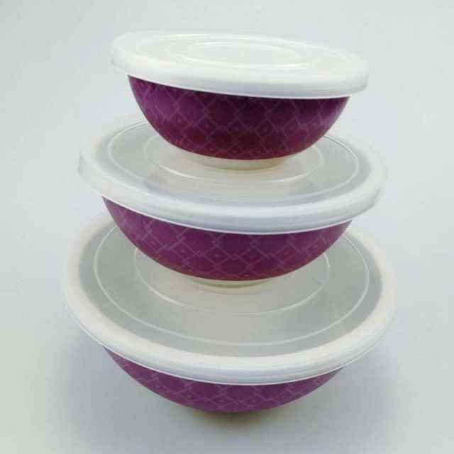 Custom Color and logo Eco-friendly Reusable Kitchenware Bamboo Fiber Salad Fresh Seal Bowl with Plastic Lid Set