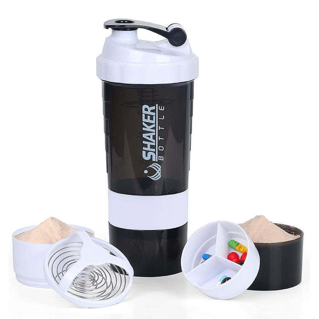 High Quality 600Ml 600 Ml Multi Functional Plastic Protein Gym Sports Shaker Bottle With Pill Box