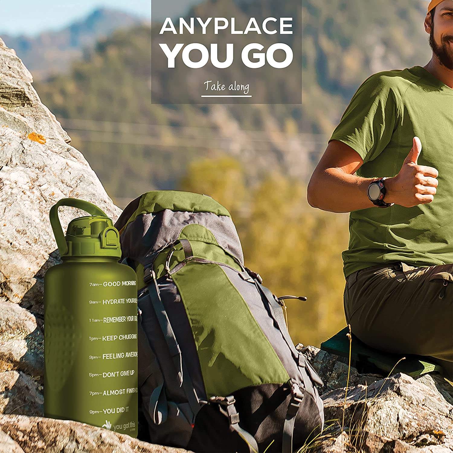 One Gallon Water Bottle with Straw Leakproof Sports Water Bottle with Handle BPA FREE PLASTIC WATER BOTTLE