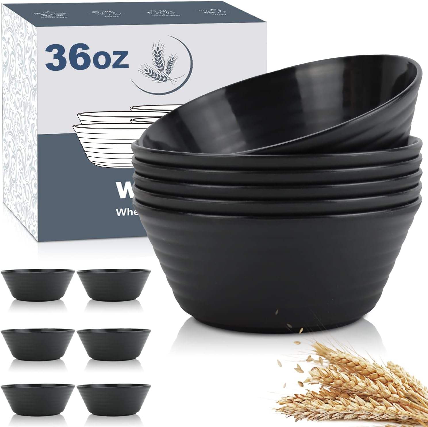 Reusable Cereal Soup Bowls Microwave and Dishwasher Safe BPA Free Lightweight RPET Bowl for Kitchen Oatmeal Bowls