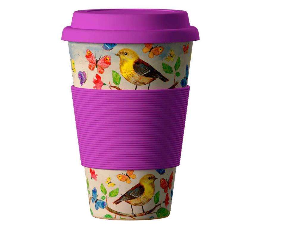 Eco-friendly PLA 400ml Wholesale Custom Pattern Reusable Bamboo Fiber Coffee Cup with Lid