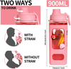 Custom logo Top Seller 900ml BPA Free Tritan Two Ways to Drink Plastic Water Bottles with Straw and Drink Straight
