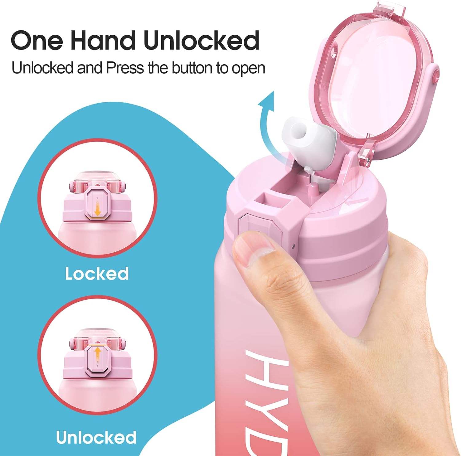 Factory Gradient Color BPA-Free 1L Fitness Outdoor Sports Water with Time Marked Large Plastic Incentive Water Bottle