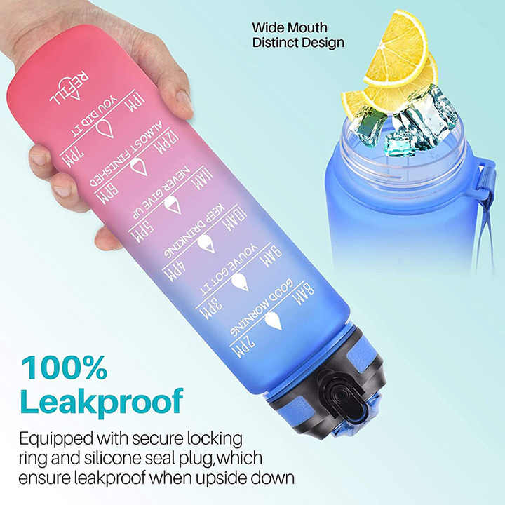 Botellas De Agua a Granel Outdoor Sport Motivational Workout Bpa Water Bottle With Time Marker