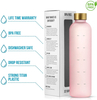 1L Motivational Water Bottle with Time Marker Reminder, BPA Free Frosted Tritan Plastic