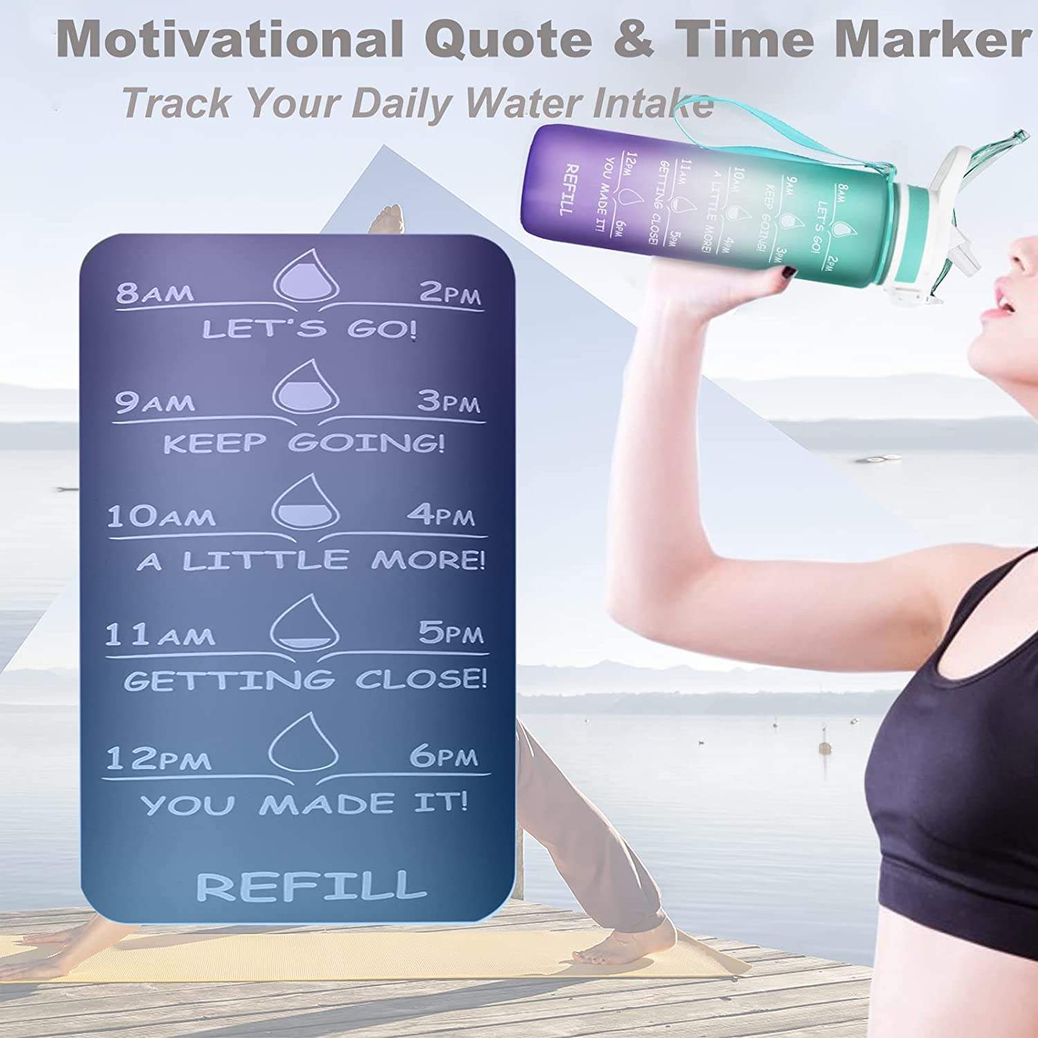 Good Quality Wholesale Portable 1000ml Large Capacity 32oz Gradient Paint Plastic Water Bottle