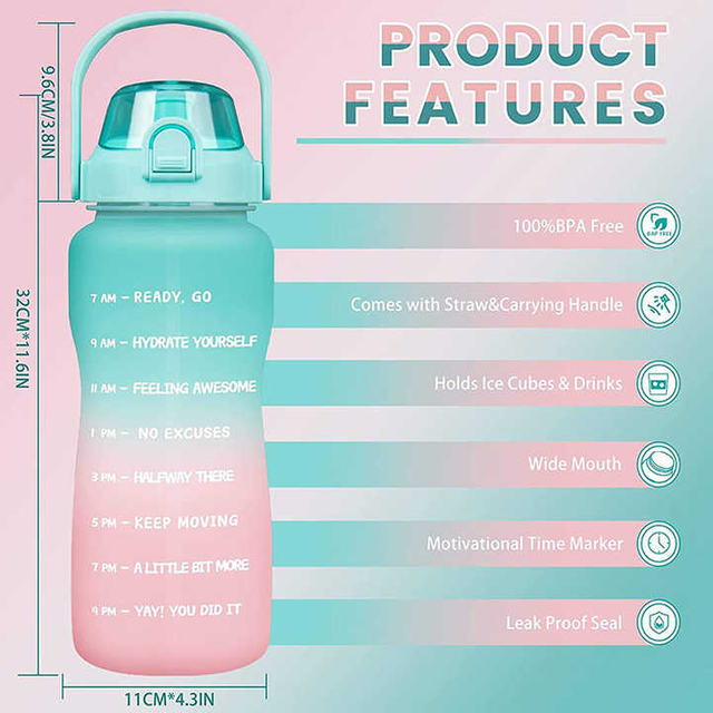 Garrafa 2L Botella Agua Personalizada Drink Bottle Direct Drinking Bpa Free Plastic 2 L Water Bottle