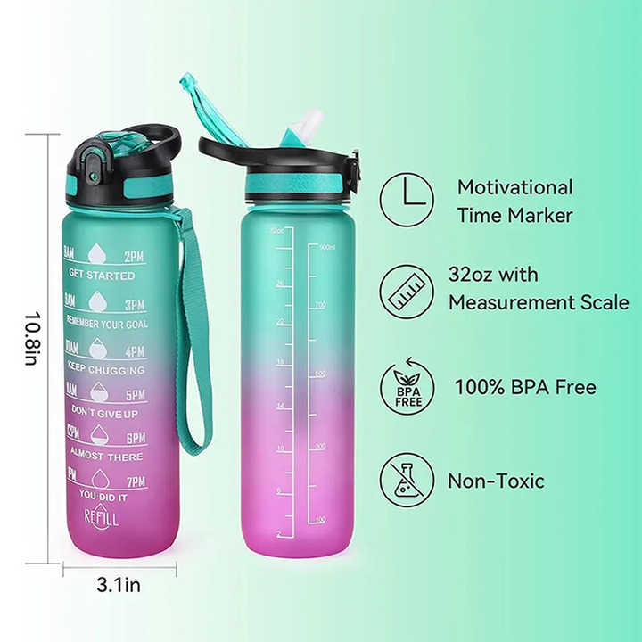 Garrafinha De Agua Garrafa De Agua De 1 L Botella Plastico Wholesale Sports Motivational Water Bottle With Time 1 Liter
