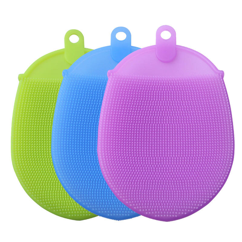Silicone Household Cleaning Tools Useful Double-faced Cleaning Brush Soft Exfoliating Baby Skin Clean Gloves