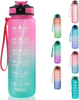 Logo Personalise De Bouteille Deau 1000Ml 1 Litre Large Outdoor Sports Water Bottle With Straw