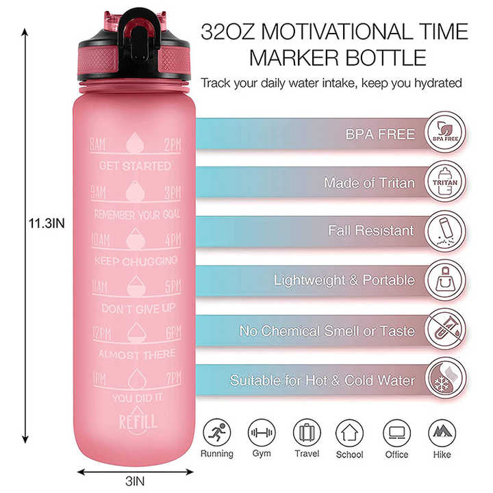 Garrafa 1 Litro Botella De Agua Personalizada 1L Fashionable 1000Ml 1 Liter Motivational Water Bottle for Sport