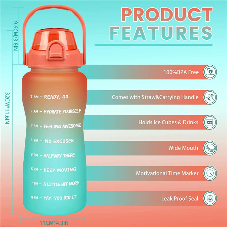 2023 New Design Bottiglia Motivazionale 64Oz 64 Oz Custom Personalised Motivational Sport Water Bottle With Time Marker