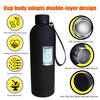 2024 New Tea Cup Black Colour with Filter Tea Cup Fruit Cup with Handle Rope Easy to Carry 500ML Stainless Steel Bottle