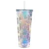 Leak Proof Dishwasher Safe Tumbler With Straw Double Wall Fancy Decorated Tumblers