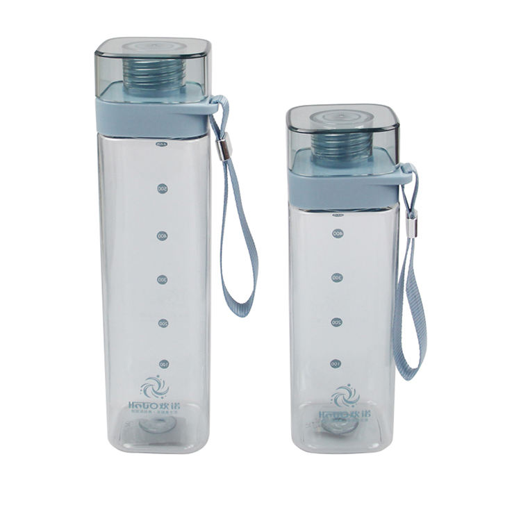 Bpa Free Botella De Agua Cuadrada Pink Square Shape Plastic Drink Water Bottles With Custom Logo