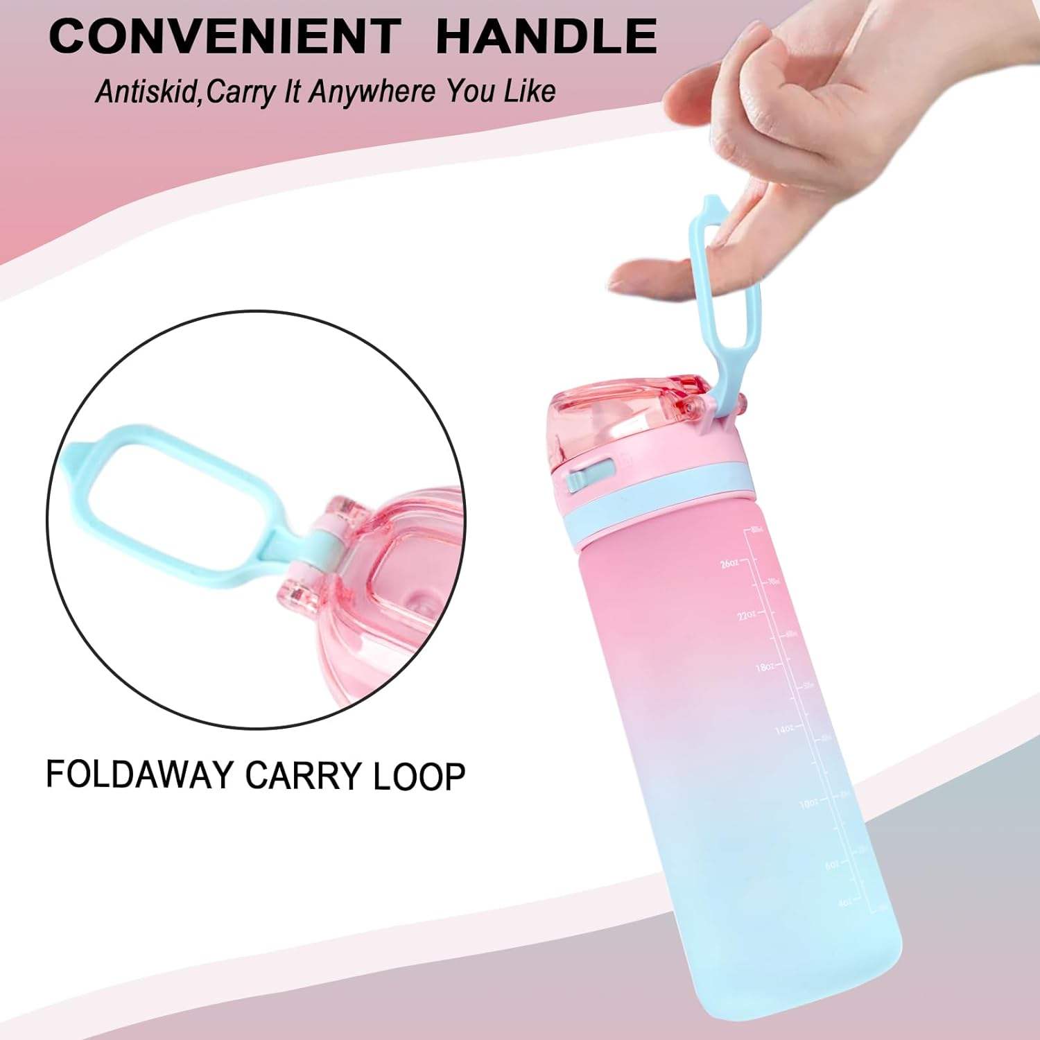 20oz/600ml Daily Water Bottle With Soft Straw,Reusable Plastic BPA Free Leakproof Water Jug