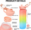Customize Color Motivational Water Bottle BPA Free 1L/32oz Jug with Straw and Time Tracker Inspirational Water Bottles