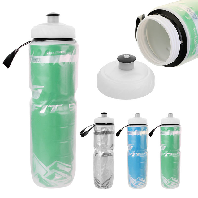 Promotional 500ML Double-layer Plastic Water Bottle Glitter Ice Cooling HDPE Outdoor Bike Water Bottle Bicycle Squeeze Bottle