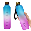 Bottle With Time Marker 32OZ 1Liter Motivational Reusable Water Bottles With Times to Drink BPA Free Frosted Plastic