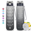 Leakproof Tritan BPA Free 1l Fitness Sports Water Jug With Time Marker Large Motivational Water Bottle