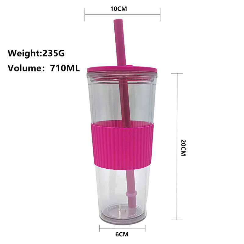 Custom logo 710ml Double Wall Plastic Cup Coffee Mug