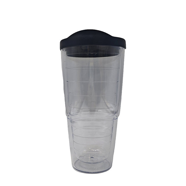 700Ml Custom Double Wall Reusable Wide Mouth Clear Plastic Tumbler Water Drinking Bottle With Lid