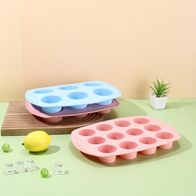 Food Grade Silicone Muffin Pan 12 Cups Baking Tools Cupcake Tray Cake Mold