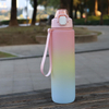 32 oz Motivational Timer Marker Water Bottle with Straw, BPA Free Leakproof Tritian Frosted Portable Fitness Sport Bottle