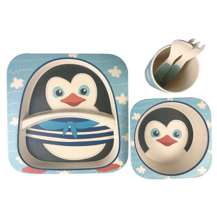 Printing Cartoon Decal Printing Accept Customized Bamboo Fiber Dinnerware Set