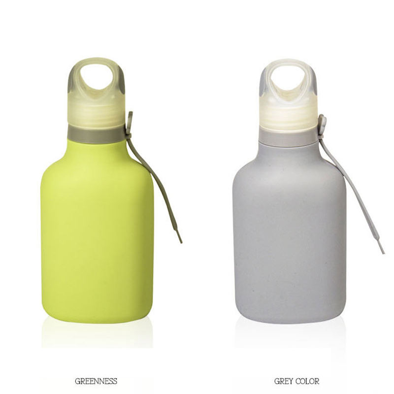 500Ml Custom Leakproof Sport Reusable Silicone Portable Foldable Water Bottle With Rope Lid