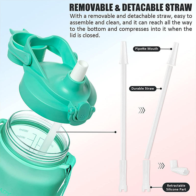 1 Gallon/128oz Motivational Water Bottle with Time Marker & Straw,Leakproof Tritan BPA Free Water Jug