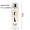 650ml New Summer Double Layer Plastic Water Bottle Portable Rope Sports square Drinking Water Plastic Cup with Scale Bottle