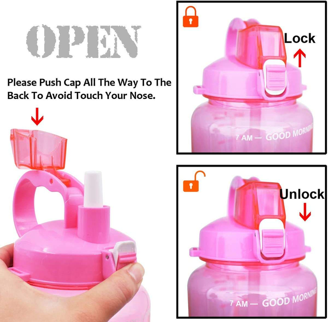 2022 New Product Gym Custom Logo 64oz 2L Motivational Water Bottle Straw With Time Stamp Straw Filter Plastic Bottle