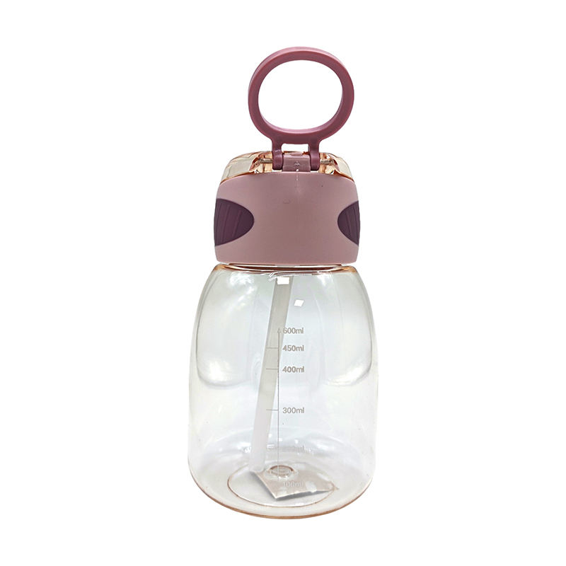 High Quality 600Ml Custom Reusable Children'S Clear Plastic Drinking Water Bottles With Straw