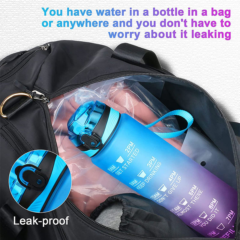 Custom 1L Sport Water Bottle with Time Marker and Straw Lid Outdoor Gym Plastic Tritan Motivational Water Bottle