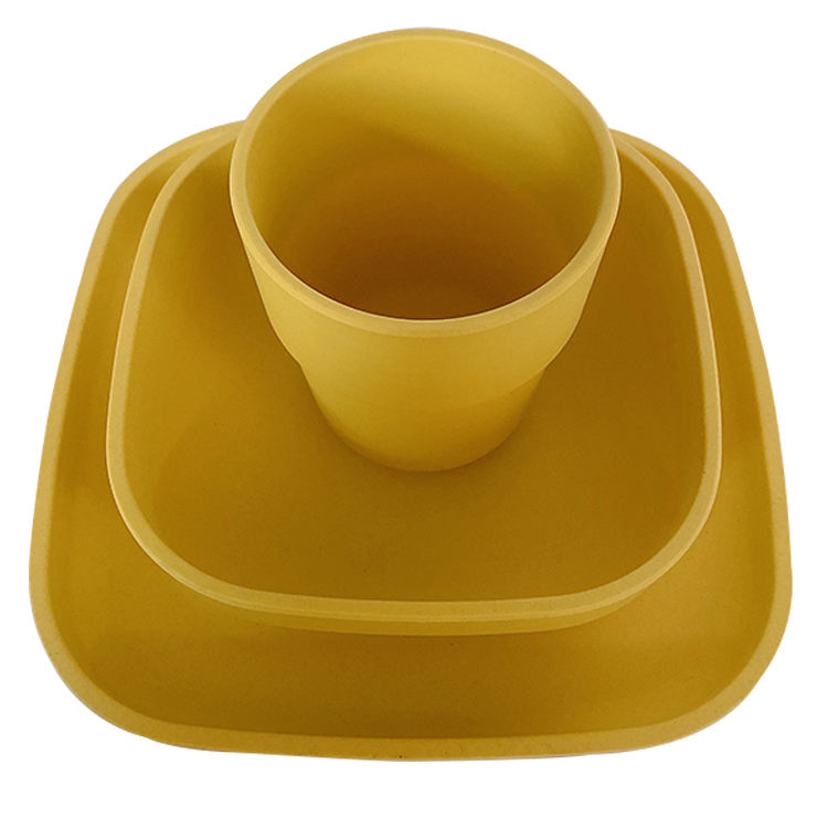 Bamboo Kid Plates, (4 Color Set), Stackable and Reusable,Eco-Friendly, BPA Free, Non Toxic, Dishwasher Safe