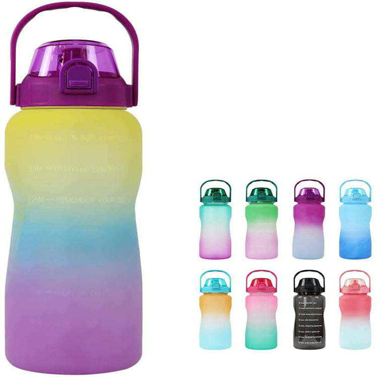 2200Ml Wide Mouth Portable Large Capacity Fancy Motivational Plastic Gym Sports Water Bottle Bottles for Adults