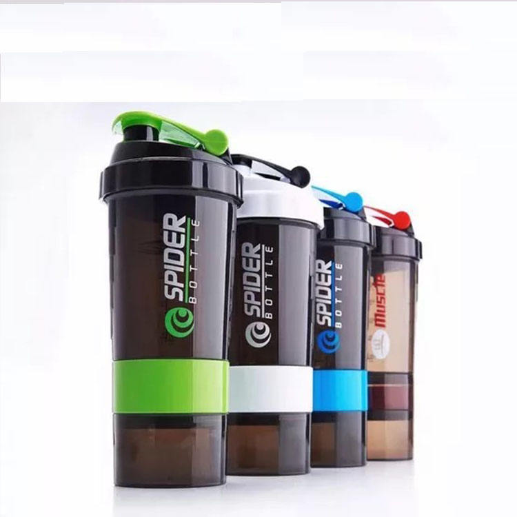 Protein Shaker Mixer Bottle Sports Fitness Gym 3 Layers Multifunction 600ml BAP Free Shaker Bottle