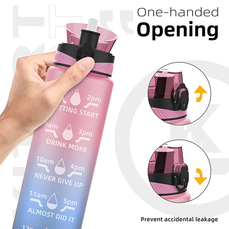 Wholesale Custom Logo 1L BPA Free Sports Motivational Drink Bottle Plastic Water Bottles with Time Marker