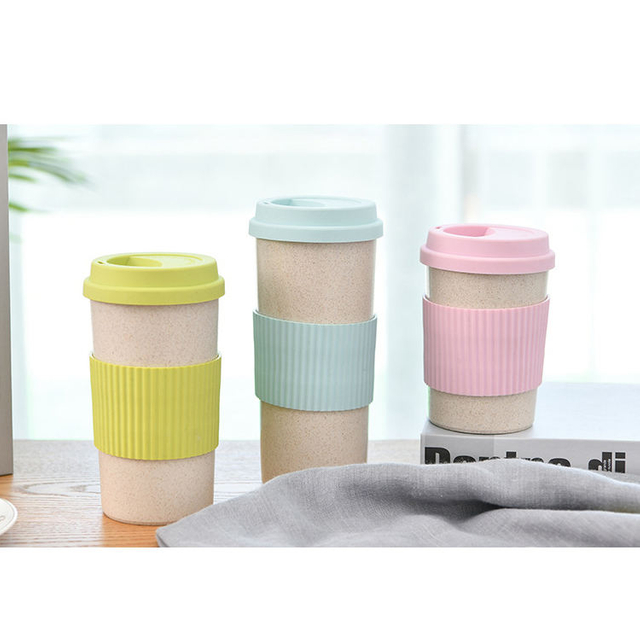 Hot Item Mini Wheat Fiber Coffee Cup with Silicone Lid Coffee Cup
